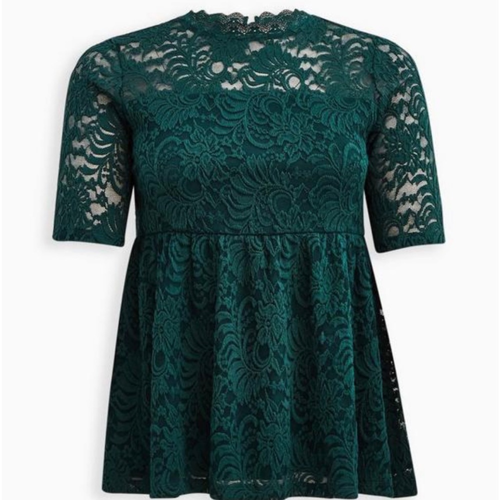 Babydoll lace high neck top